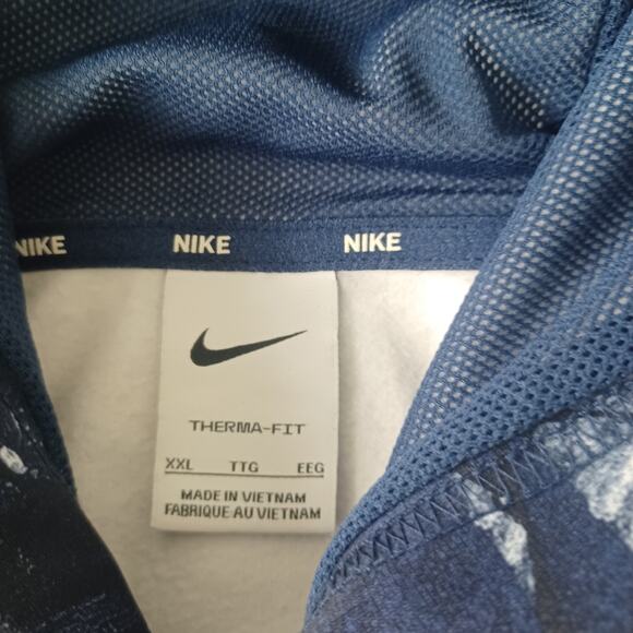 NIke Therma-Fit Pullover Fitness Hoodie Floral Print Navy Men's 2XL DQ4836-410 - Picture 3 of 14